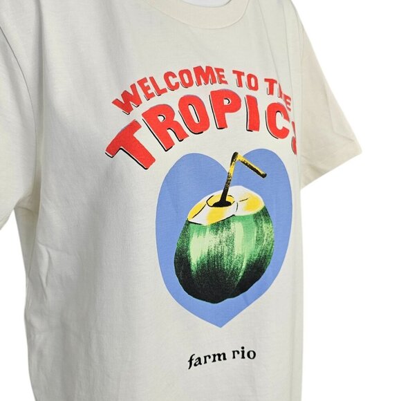 Farm Rio Welcome to the Tropics Tee, Short Sleeve, T-Shirt, Cotton, Graphic, S - Picture 8 of 9